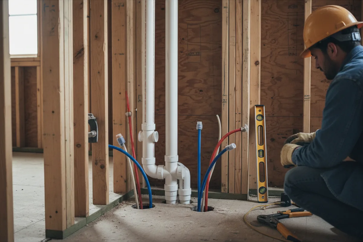 Drain and supply rough-in during Sump Pump Repair in Jerome